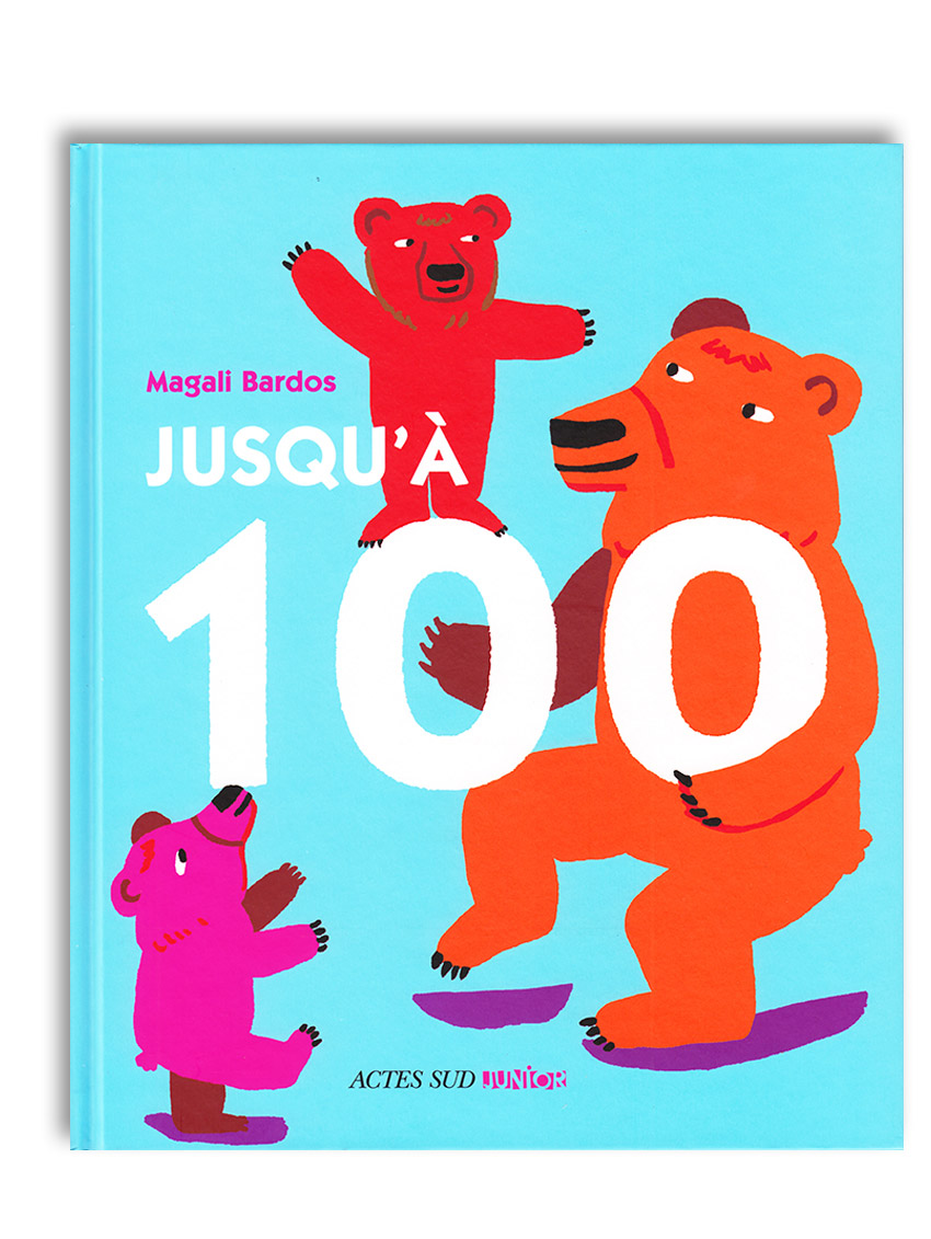 Jusqu'à 100 © Magali Bardos Actes sud junior hildren's album book to count to 100 bears story without tail nor head numbers