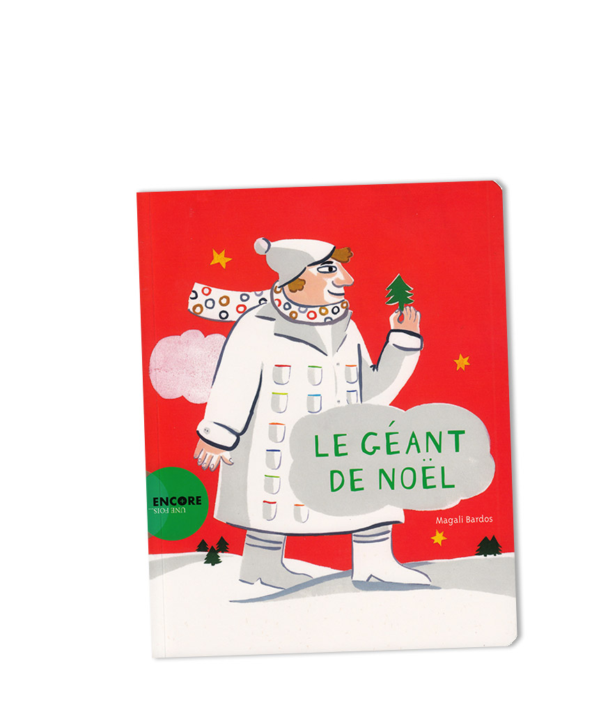 Le Géant de Noël © Magali Bardos actes sud junior advent calendar children's book children's album red 24 pockets big coat illustration gouache braille large print book blind visually impaired