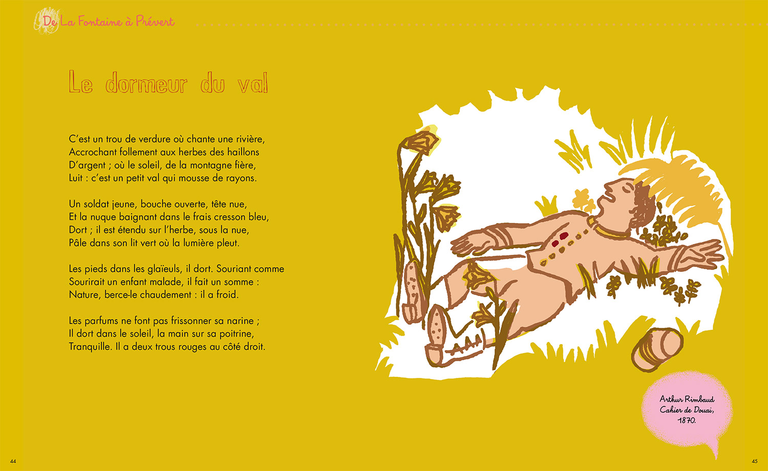 Mon poémier Magali Bardos illustration Anthologie & texte Michel Piquemal Le dormeur du Val Arthur Rimbaud