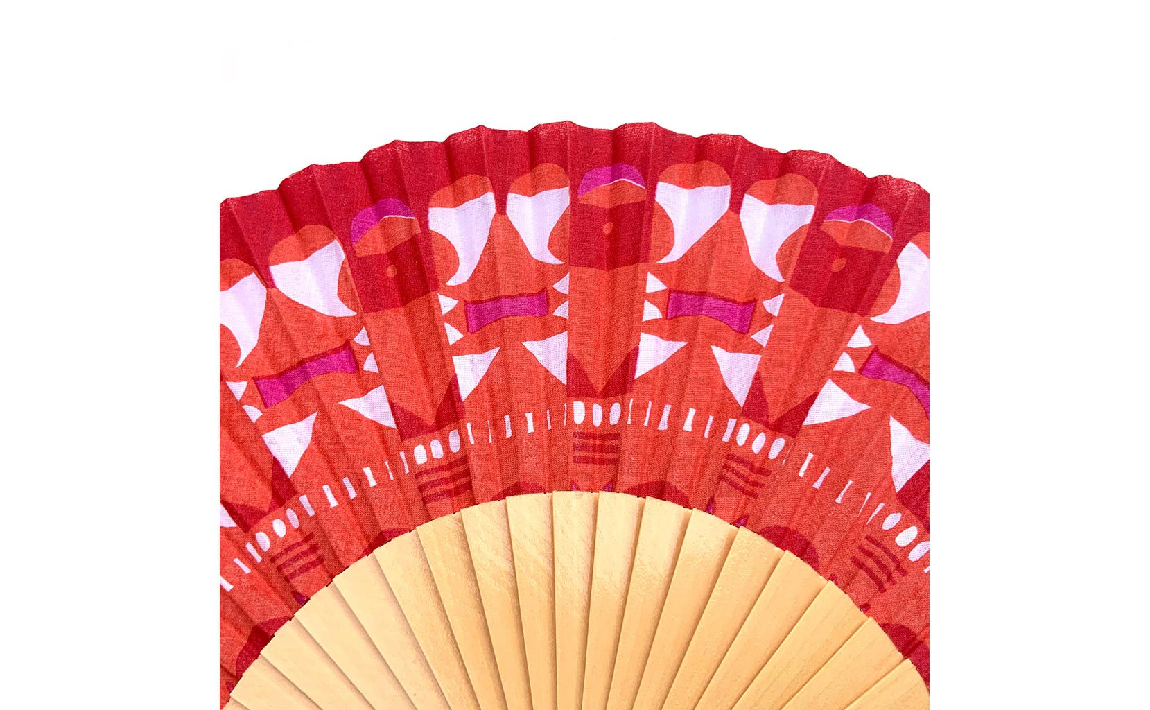 © courant d'air 01 © MagaliBardos éventail handfan motif pattern sérigraphie sur tissus silkscreen rouge rose