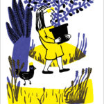 Mon amie Poulette 01 © Magali Bardos sérigraphie affiche silkscreen printing poster jaune violet noir yellow black