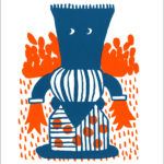 Totem © Magali Bardos sérigraphie silkscreen printing bichromie orange bleu blue affiche poster