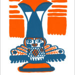 Totem © Magali Bardos sérigraphie silkscreen printing bichromie orange bleu blue affiche poster