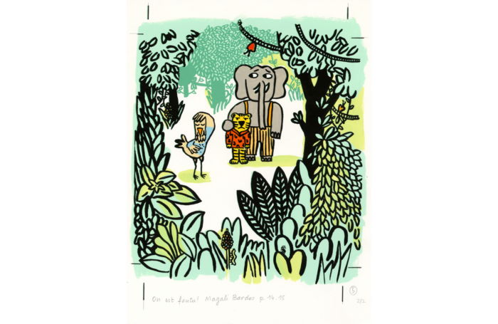 Illustration-On-est-foutus-Magali-Bardos-gouache-L'école des loisirs-Pastel album livre pour enfants